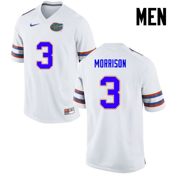 Men's NCAA Florida Gators Antonio Morrison #3 Stitched Authentic Nike White College Football Jersey WXZ1065WY